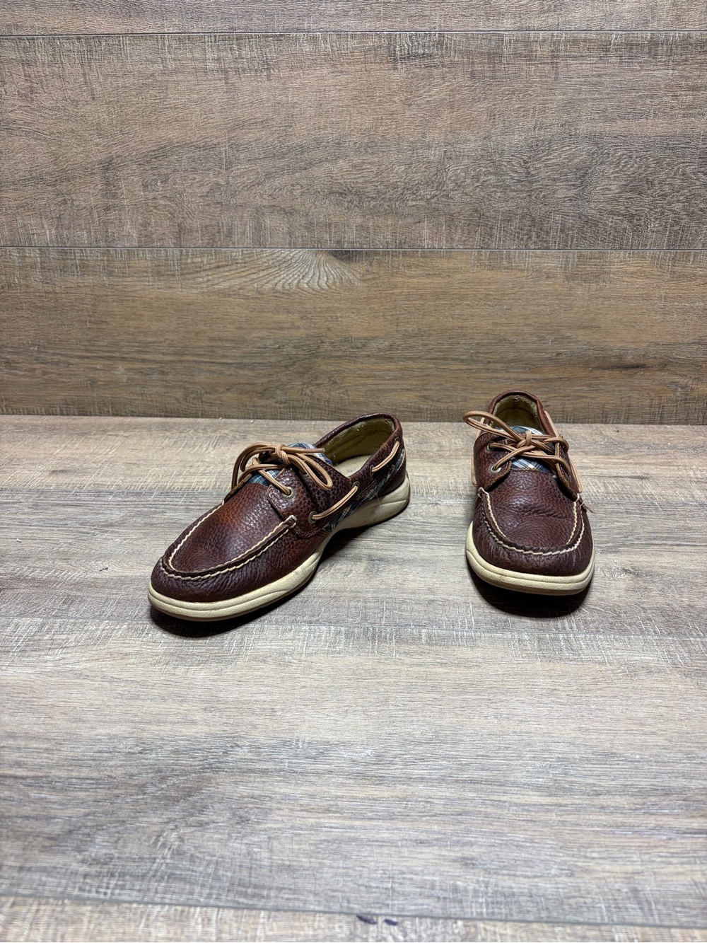 Sperry Brown Leather Women's Boat Shoes with Tan Laces